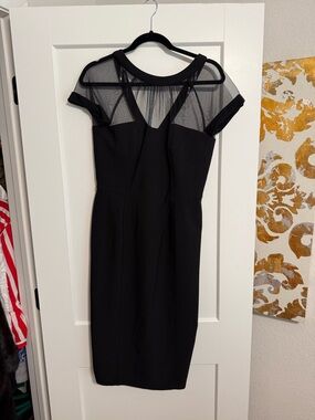 Maggy London Black Mesh Yoke Sheath Dress